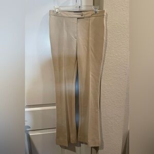 Barbara Bui Beige Pleated Trousers w/ front zip & snap detail. Classic Style 40